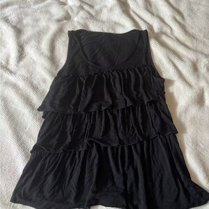 Black Ruffled Sleeveless Top